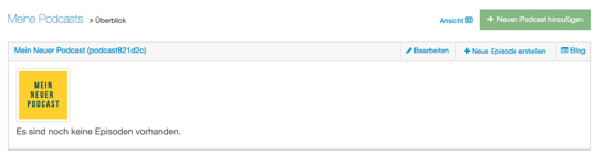 Podcast erstellen neu mit neuer Episode