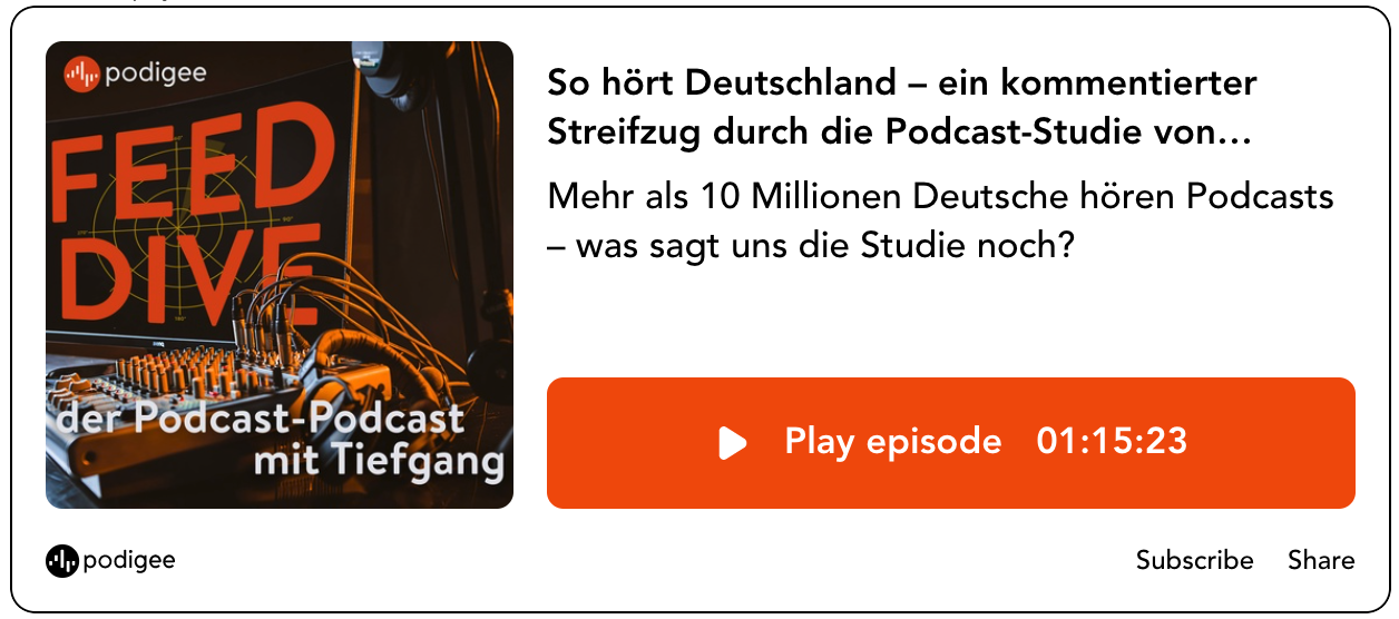 Neue Podigee Podcast Web player 