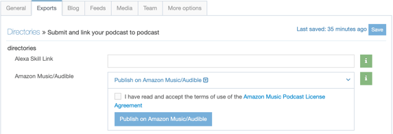 amazon music in exports tab