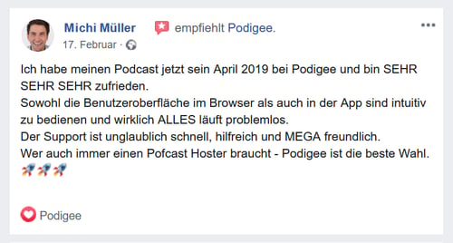 Empfehlung Podigee Facebook