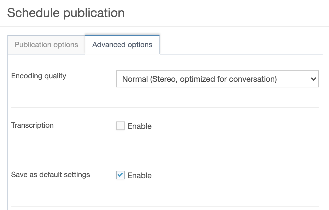 advanced publication options (part 1)